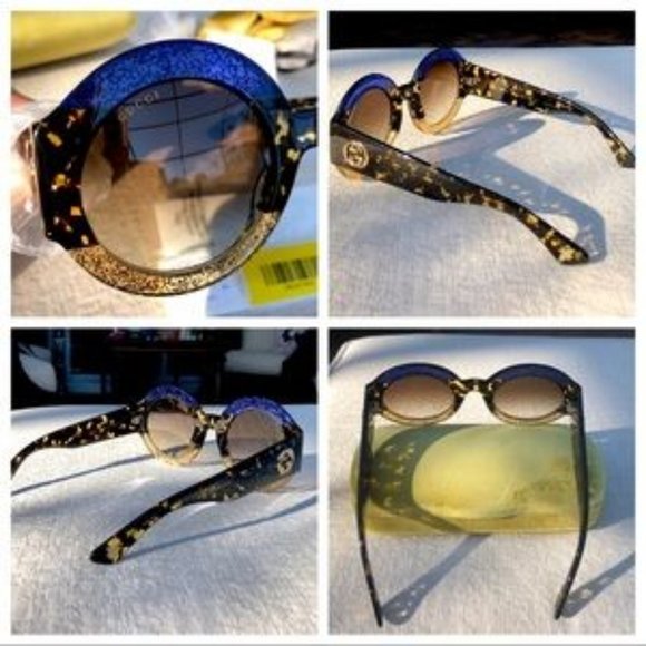 GUCCI 51mm Blue and Gold GLITTER sunglasses main image 5